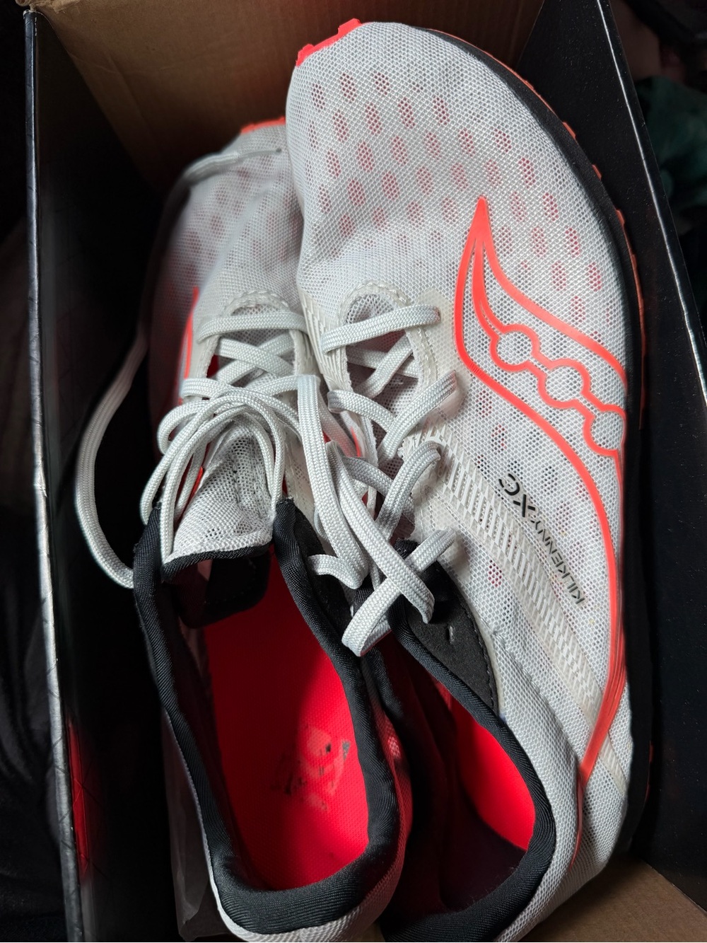 Saucony White and Coral Women's Lightweight Running Shoes